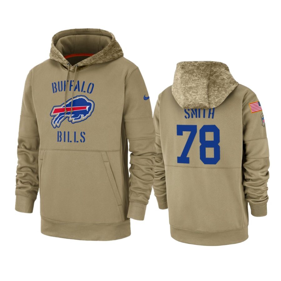 bruce smith bills tan 2019 salute to service sideline therma hoodie