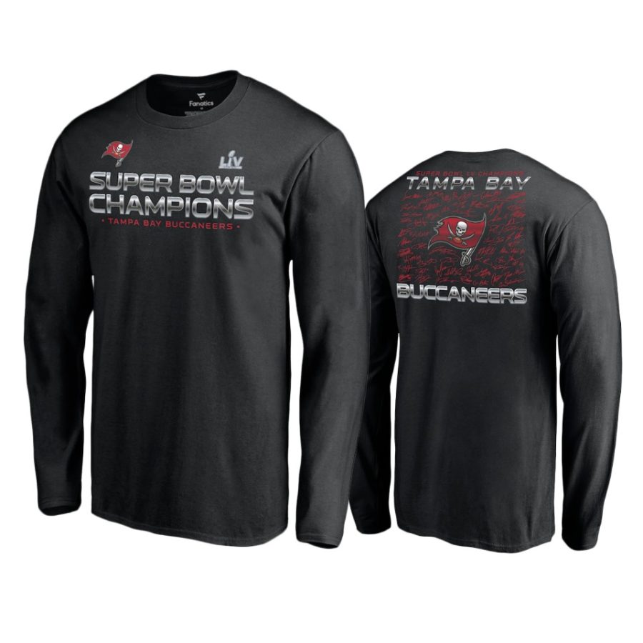 buccaneers black super bowl lv champions signature roster long sleeve t shirt