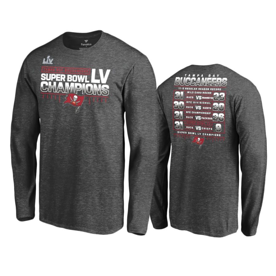 buccaneers charcoal super bowl lv champions lateral schedule long sleeve t shirt