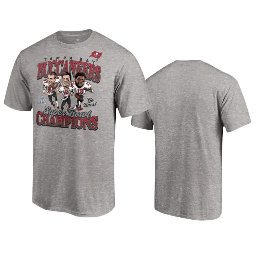 buccaneers gray super bowl lv champions caricature trio t shirt