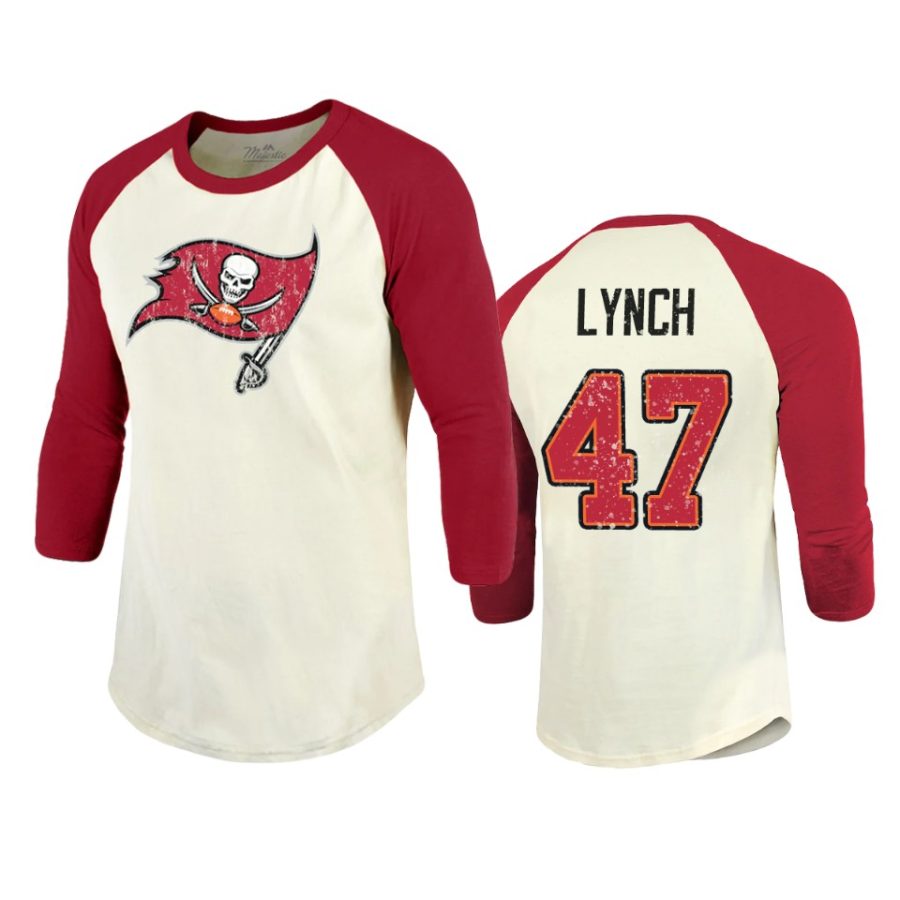 buccaneers john lynch cream red vintage inspired t shirt