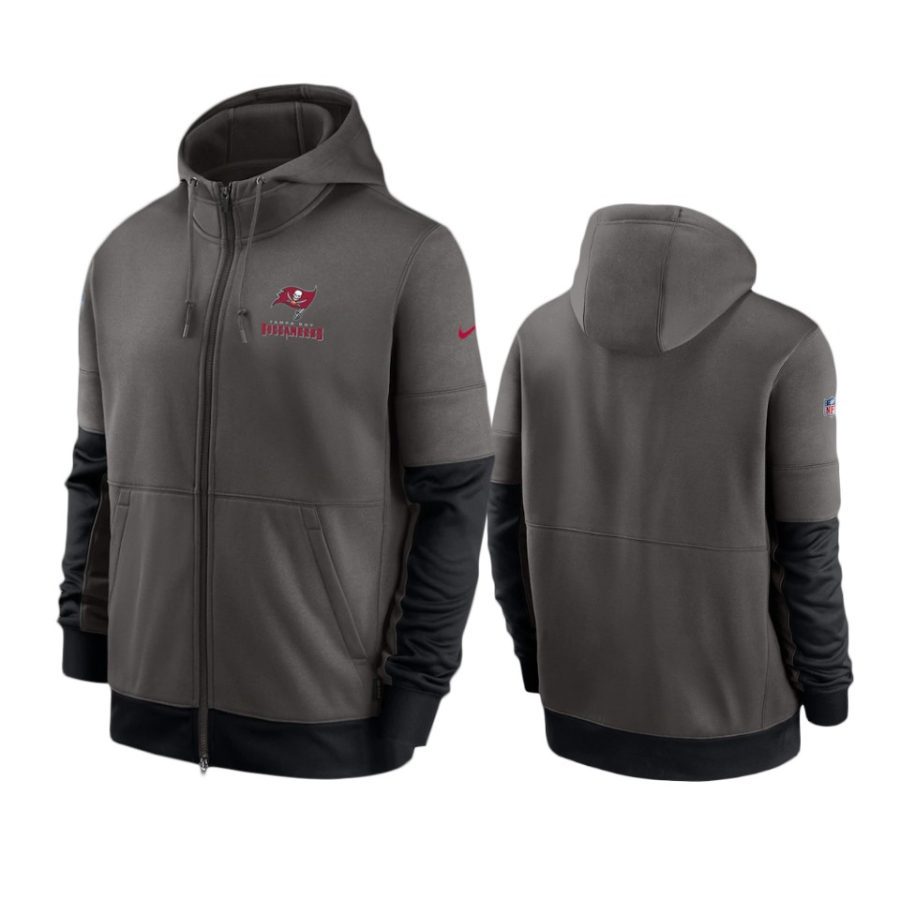 buccaneers pewter sideline impact lockup full zip hoodie