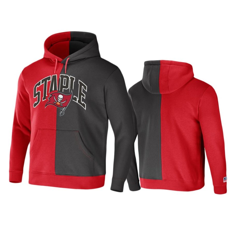 buccaneers red staple split logo hoodie