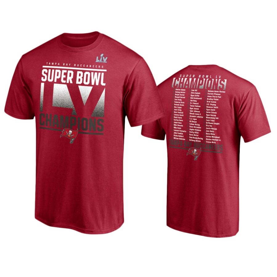 buccaneers red super bowl lv champions iconic roster t shirt