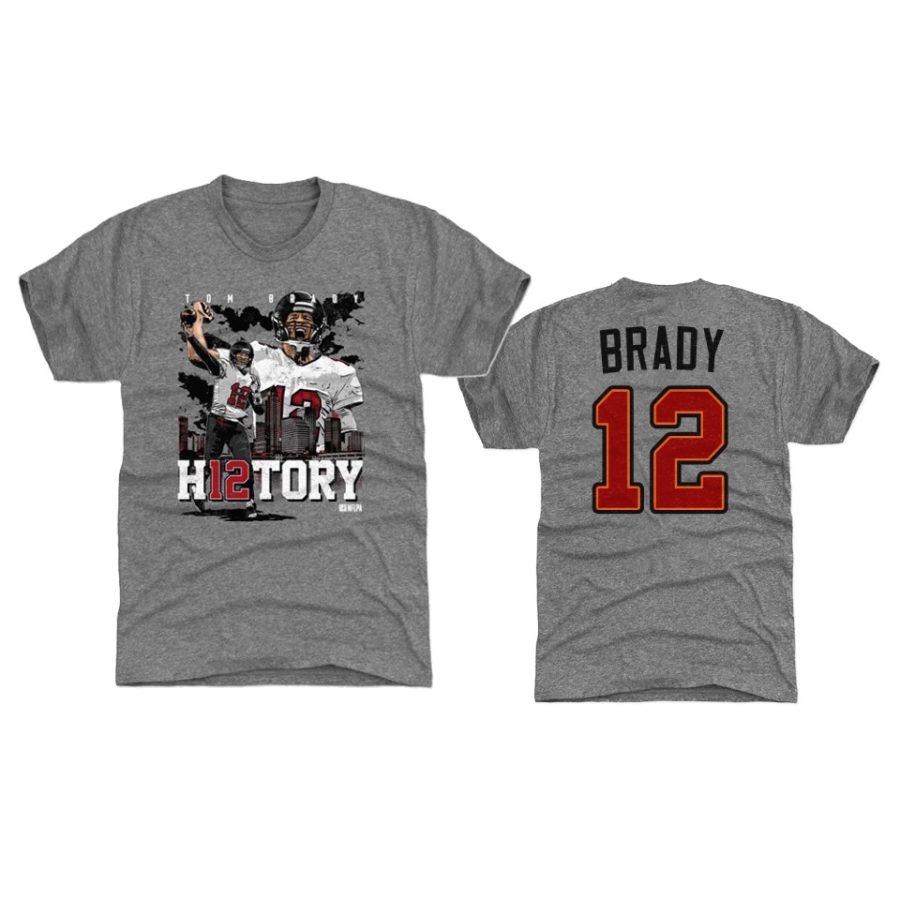 buccaneers tom brady 600th career pass td gray player graphic t shirt