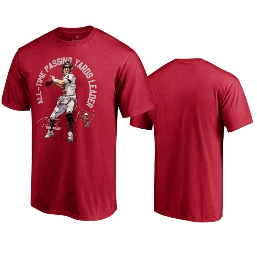 buccaneers tom brady player graphic red all time passing yards leader t shirt