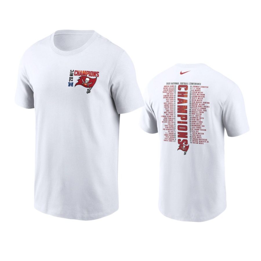 buccaneers white 2020 nfc champions roster t shirt