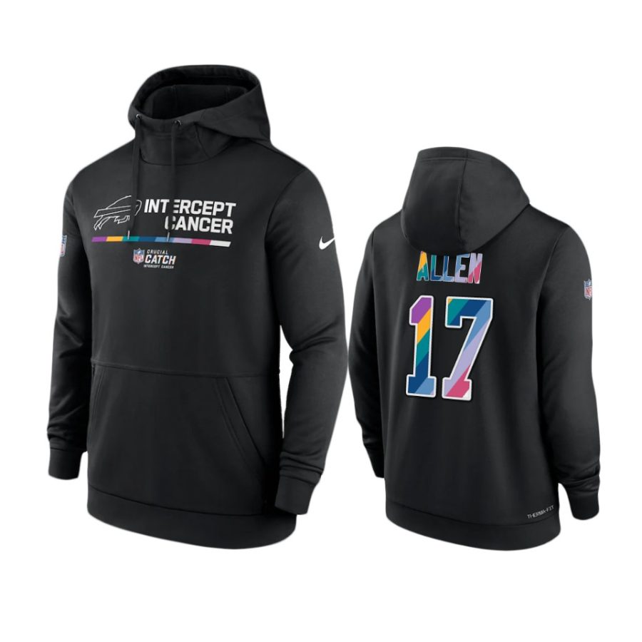 buffalo bills josh allen black 2022 nfl crucial catch therma hoodie