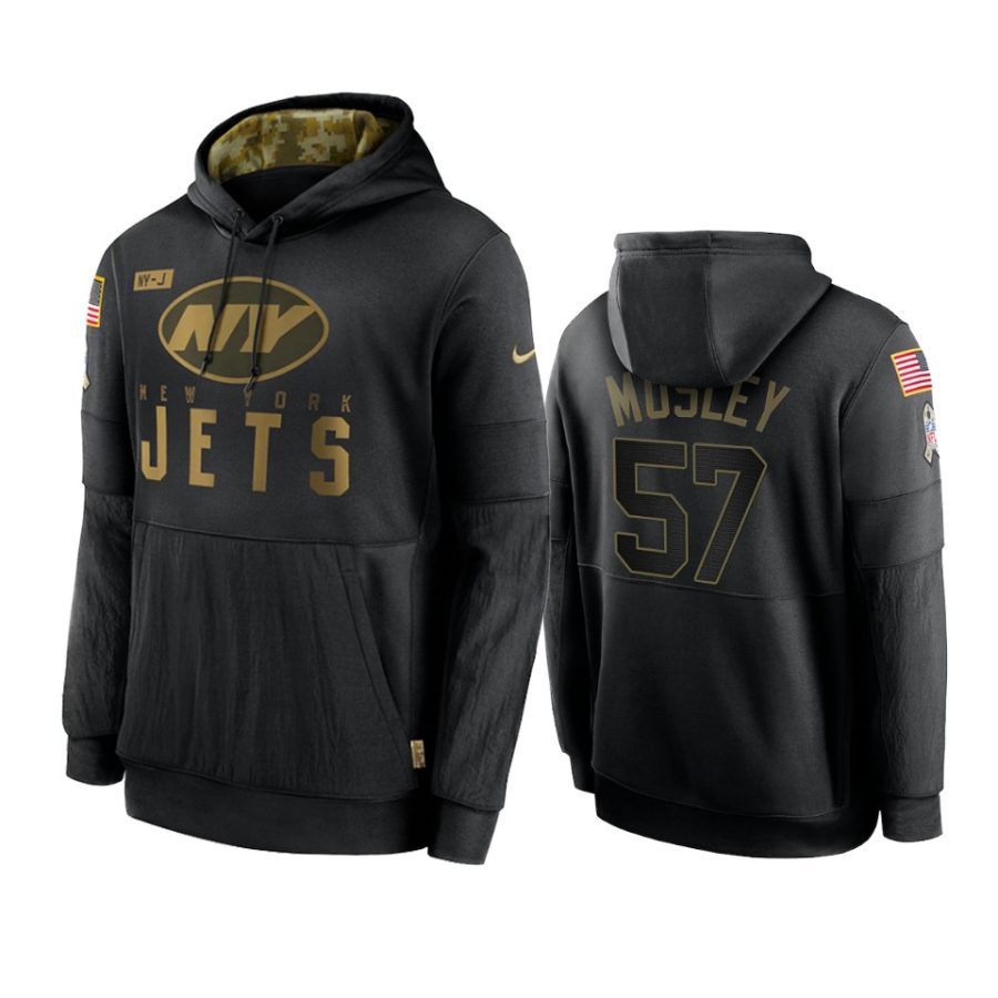 c.j. mosley jets black 2020 salute to service sideline performance hoodie