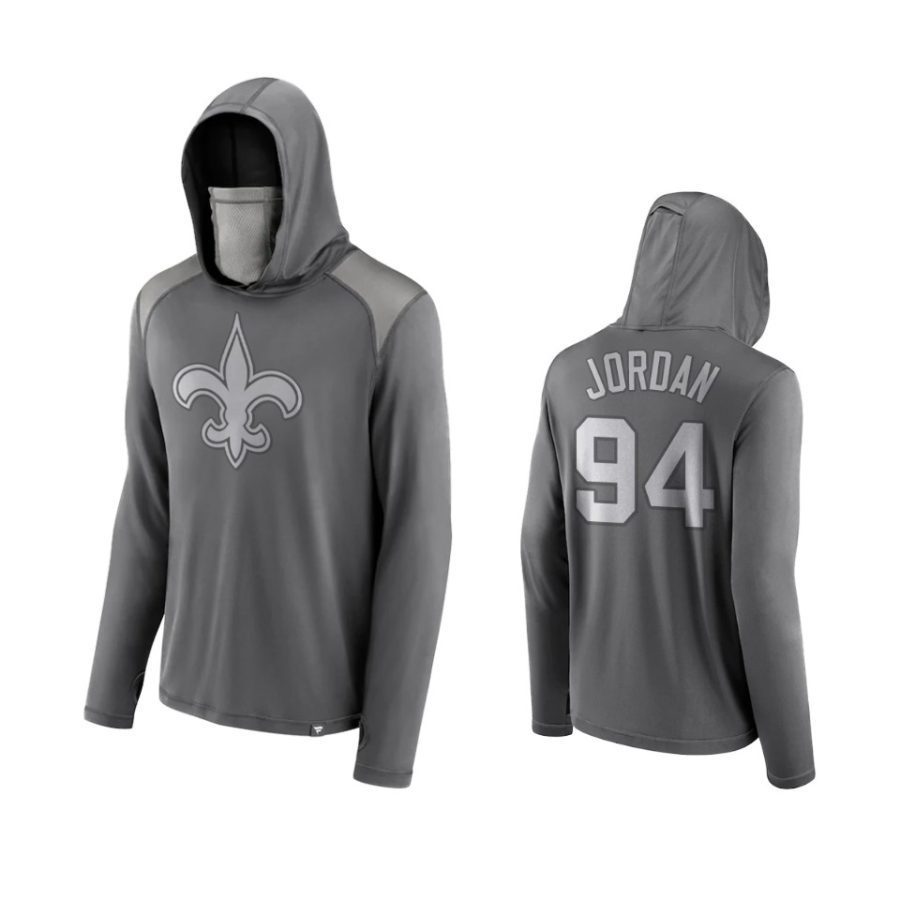 cameron jordan saints gray rally on transitional face covering hoodie