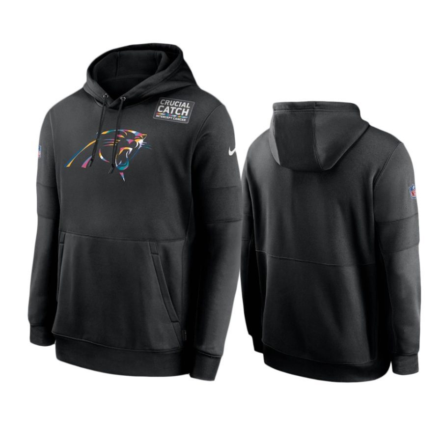 carolina panthers black crucial catch sideline performance hoodie