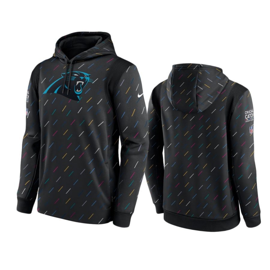 carolina panthers charcoal 2021 nfl crucial catch therma pullover hoodie