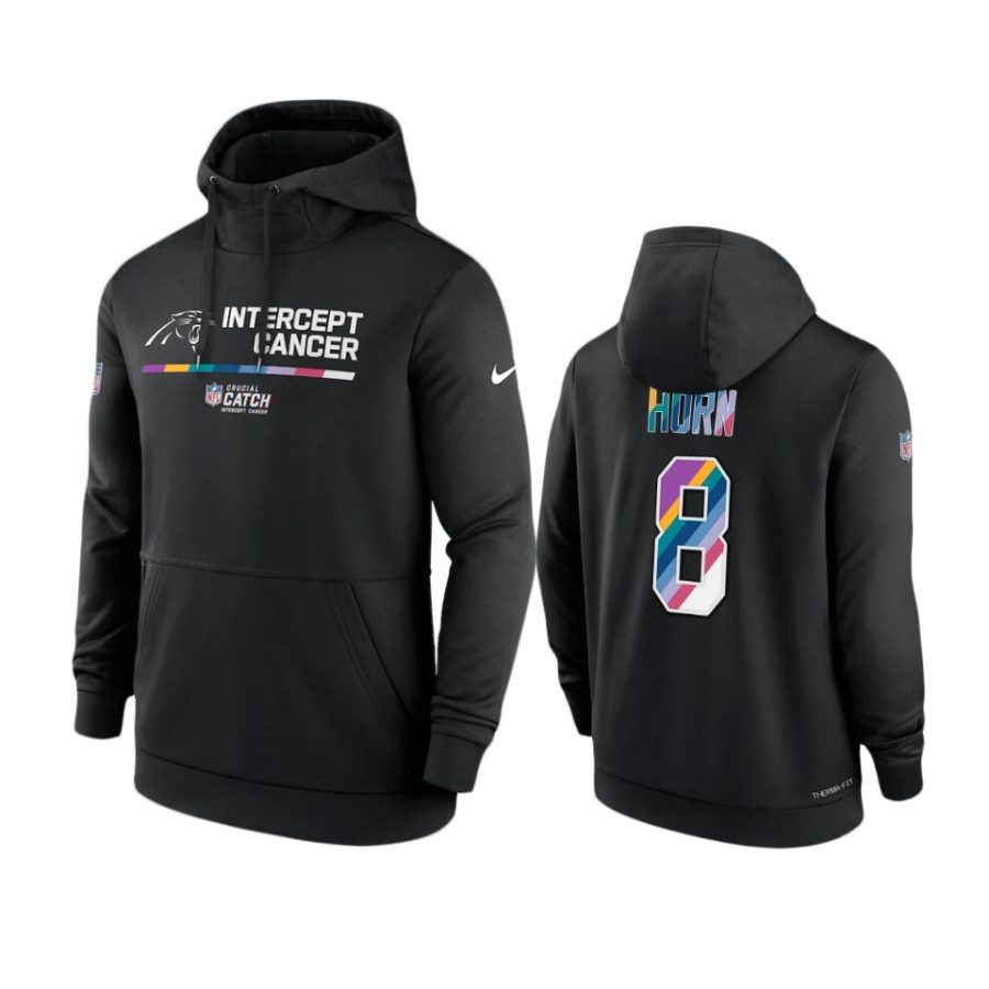 carolina panthers jaycee horn black 2022 nfl crucial catch therma hoodie