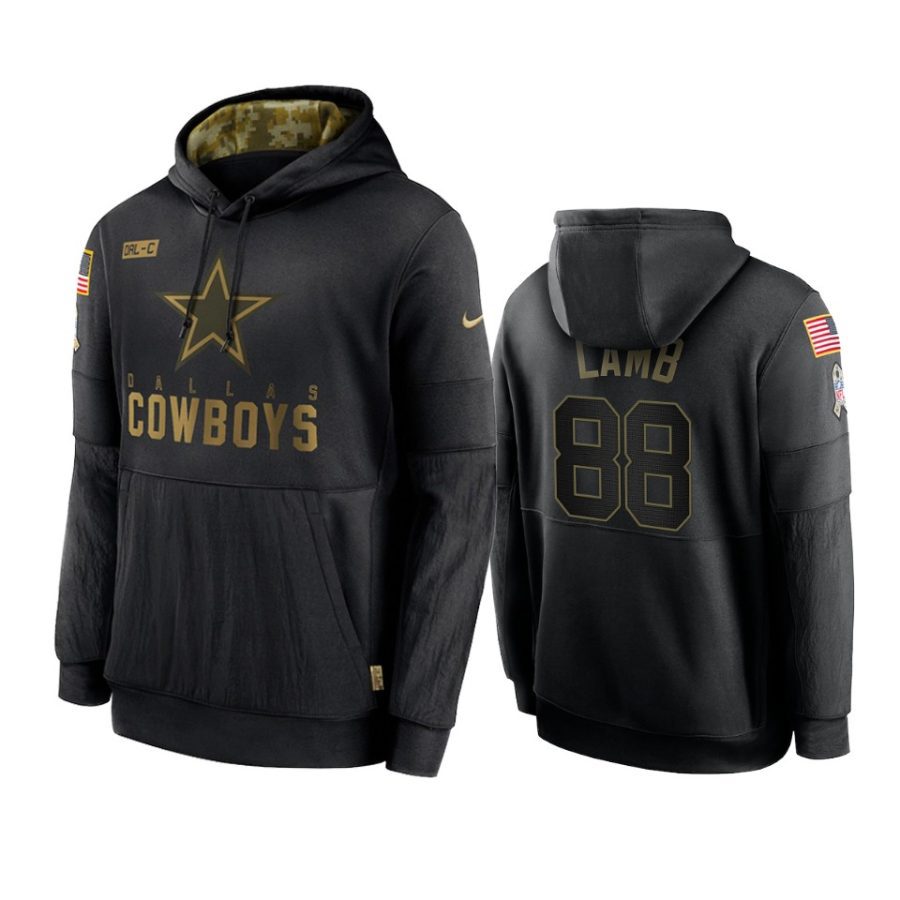 ceedee lamb cowboys black 2020 salute to service sideline performance hoodie