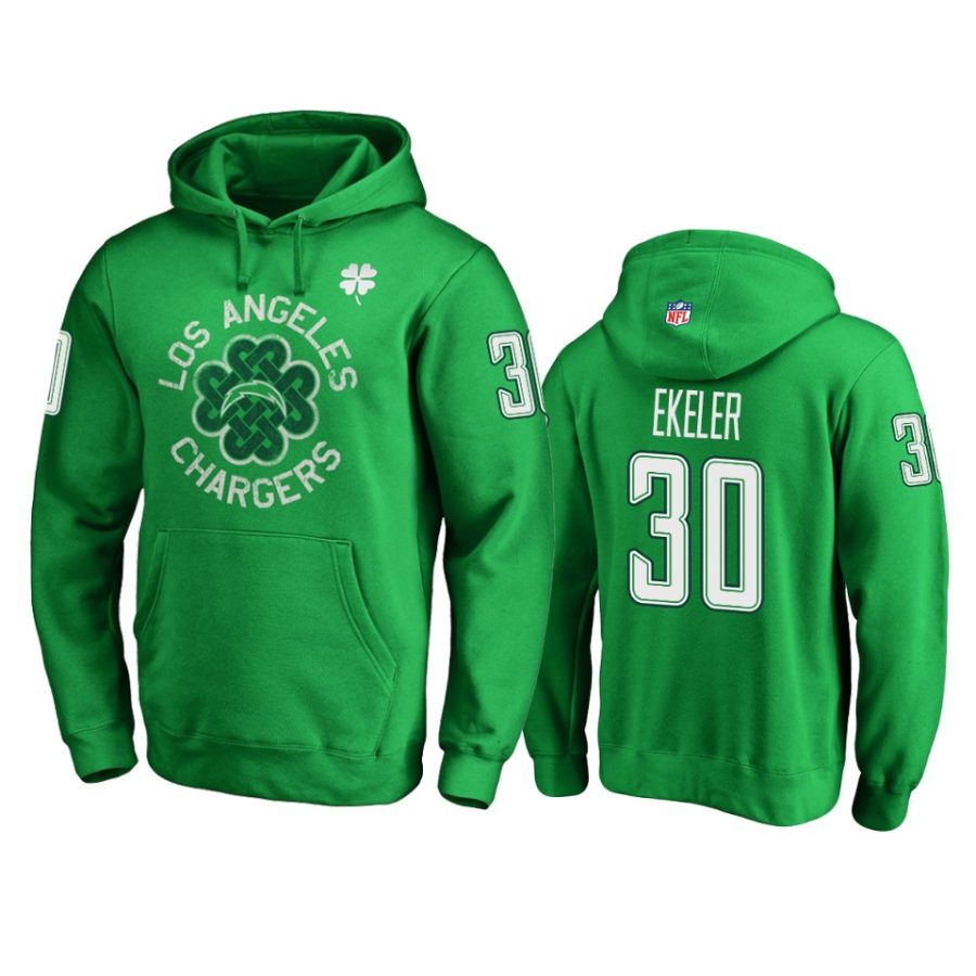 chargers 30 kelly green austin ekeler st. patricks day hoodie