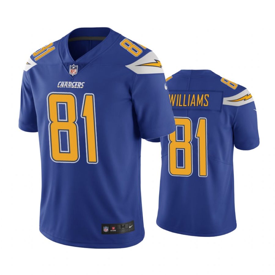 chargers 81 mike williams royal color rush limited jersey