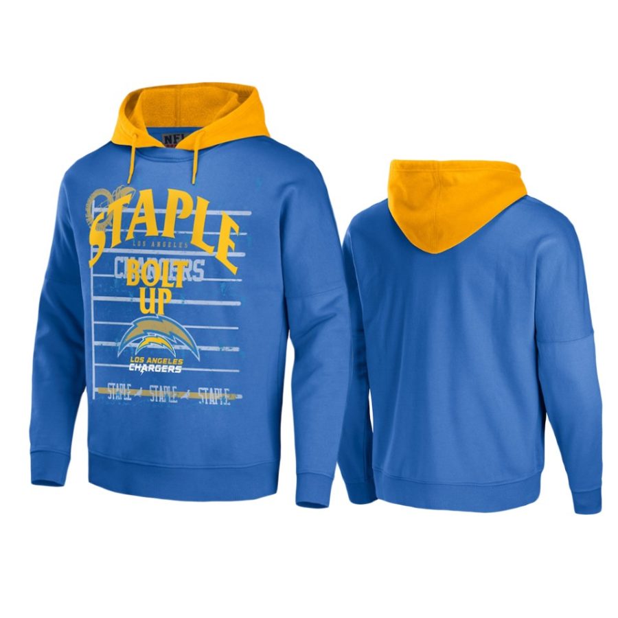 chargers blue staple throwback vintage wash hoodie