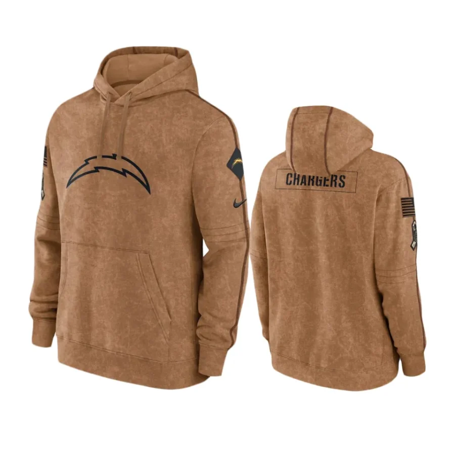 chargers brown 2023 salute to service club hoodie