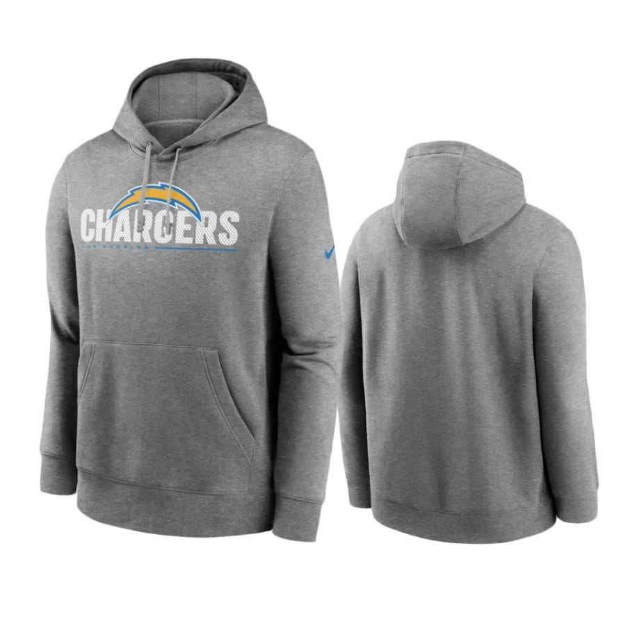 chargers heathered charcoal impact club pullover hoodie