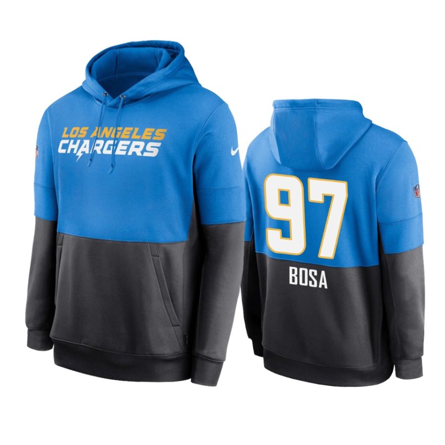 chargers joey bosa powder blue navy sideline impact lockup hoodie