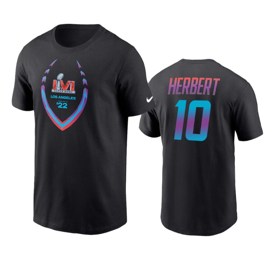 chargers justin herbert black super bowl lvi t shirt