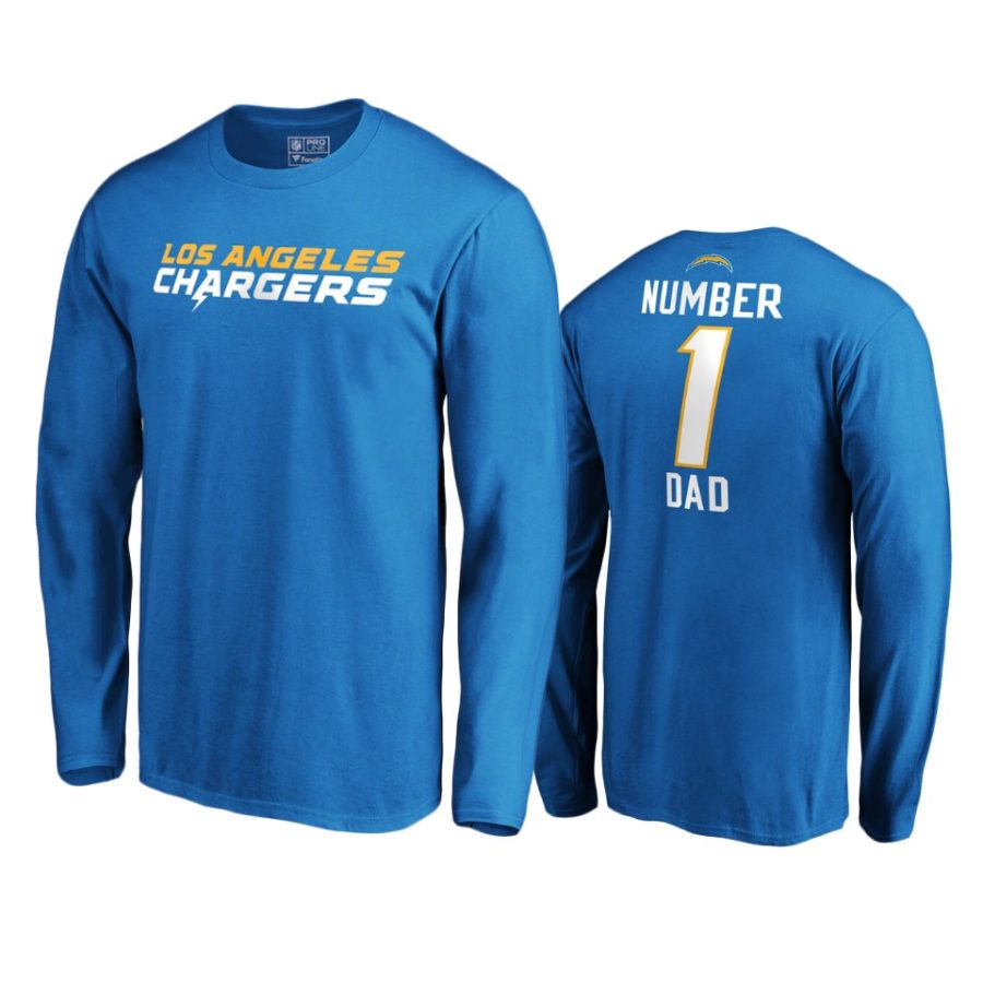 chargers light blue number 1 dad long sleeve t shirt