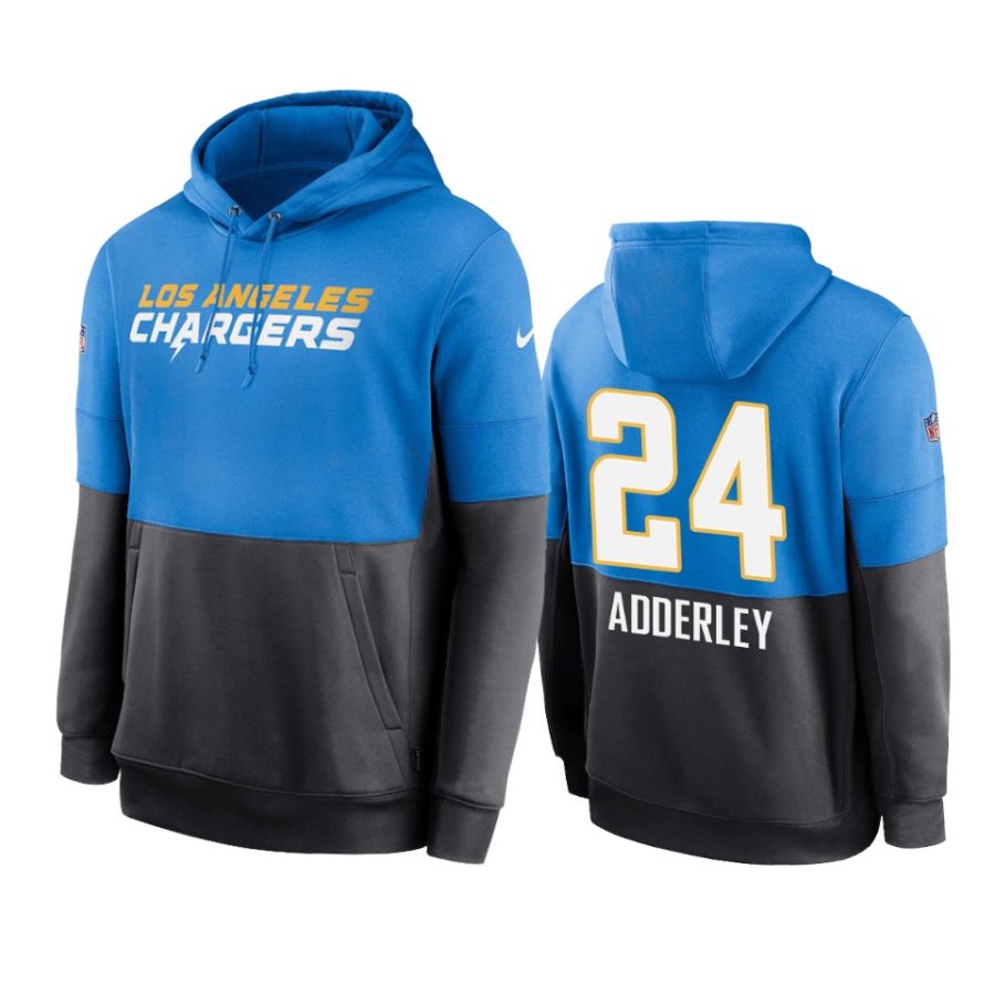 chargers nasir adderley powder blue navy sideline impact lockup hoodie