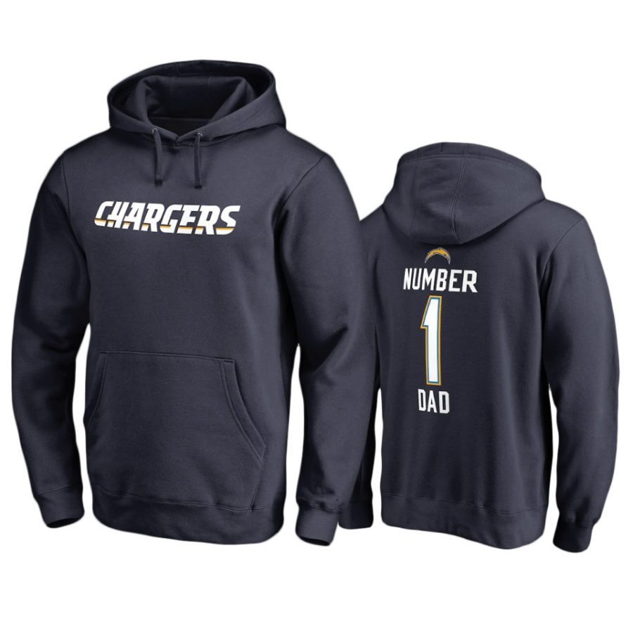 chargers navy number 1 dad pullover hoodie