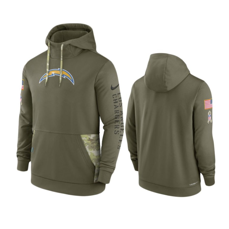 chargers olive 2022 salute to service therma hoodie