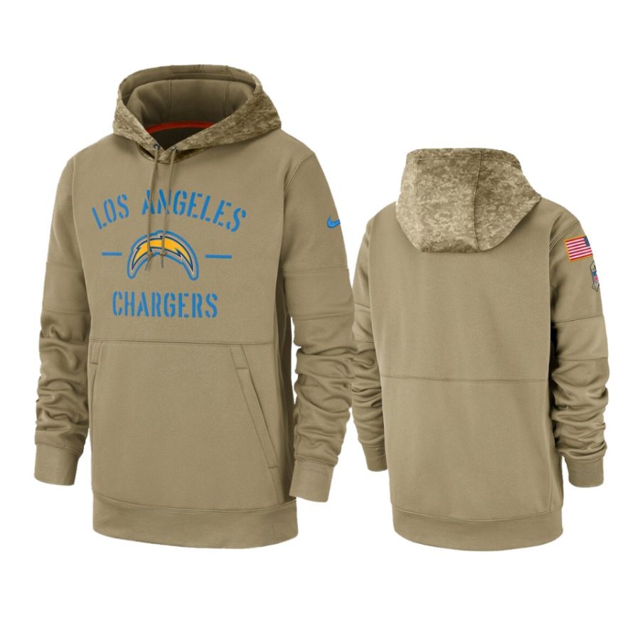 chargers tan 2019 salute to service sideline therma hoodie