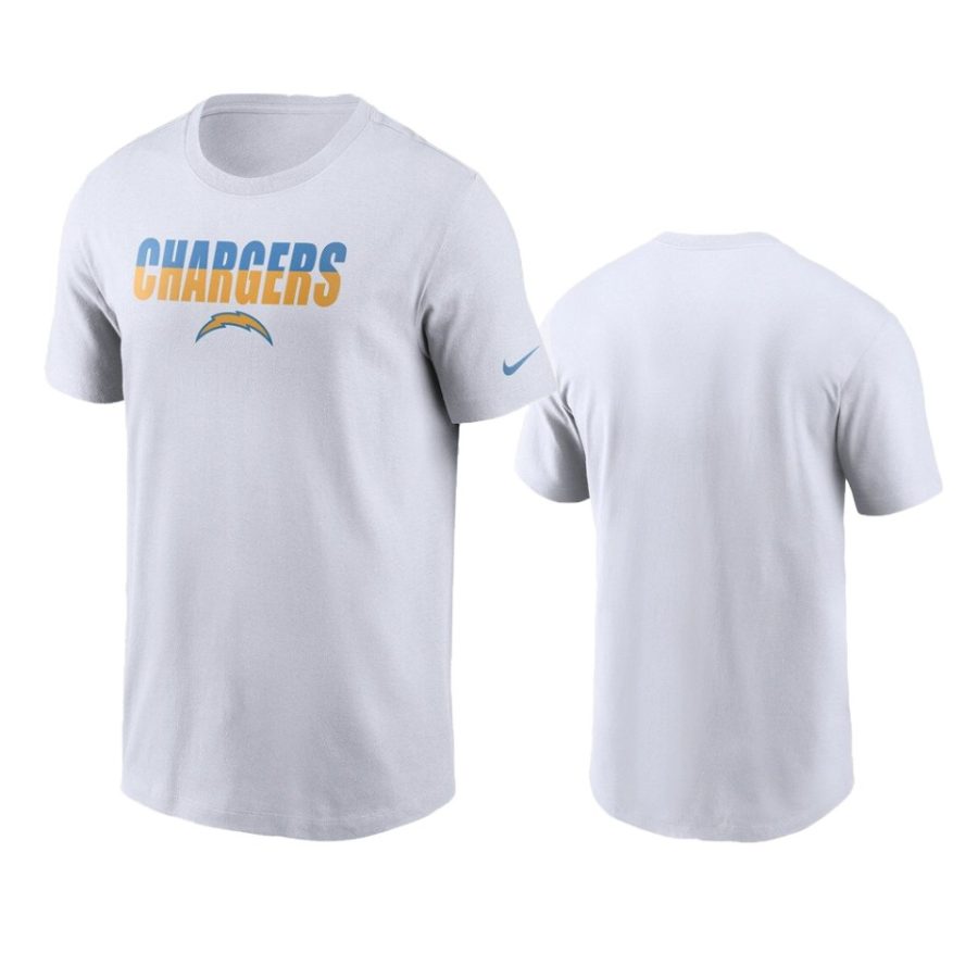 chargers white split t shirt