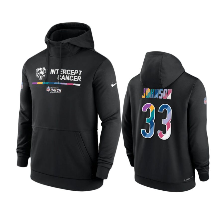 chicago bears jaylon johnson black 2022 nfl crucial catch therma hoodie