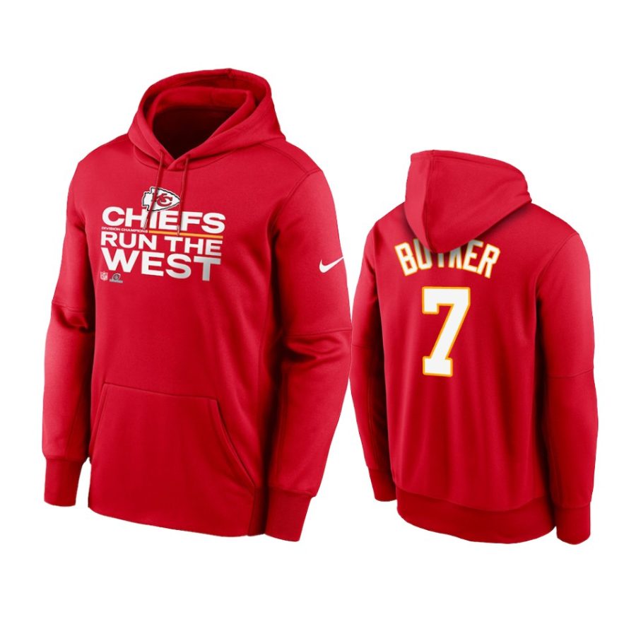 chiefs harrison butker red 2021 afc west division champions hoodie