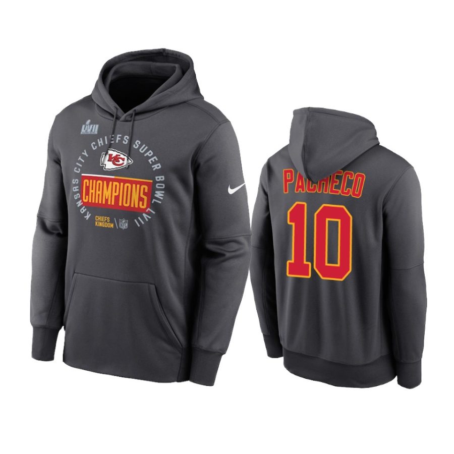 chiefs isiah pacheco anthracite super bowl lvii champions hoodie
