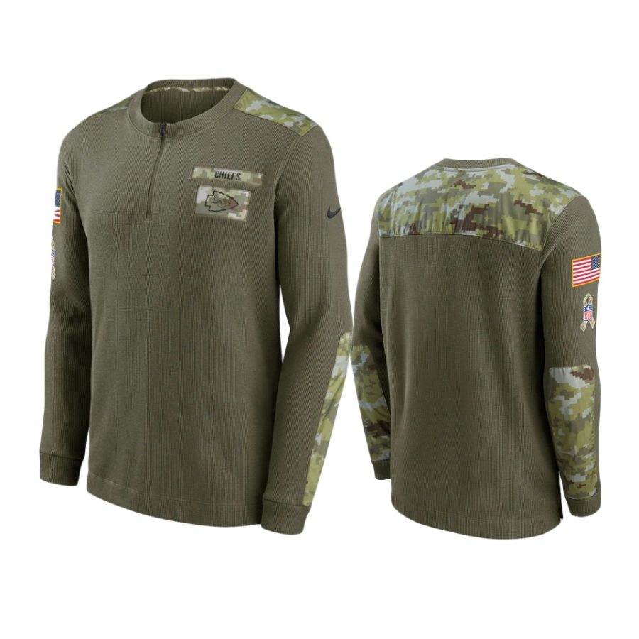 chiefs olive 2021 salute to service henley thermal t shirt