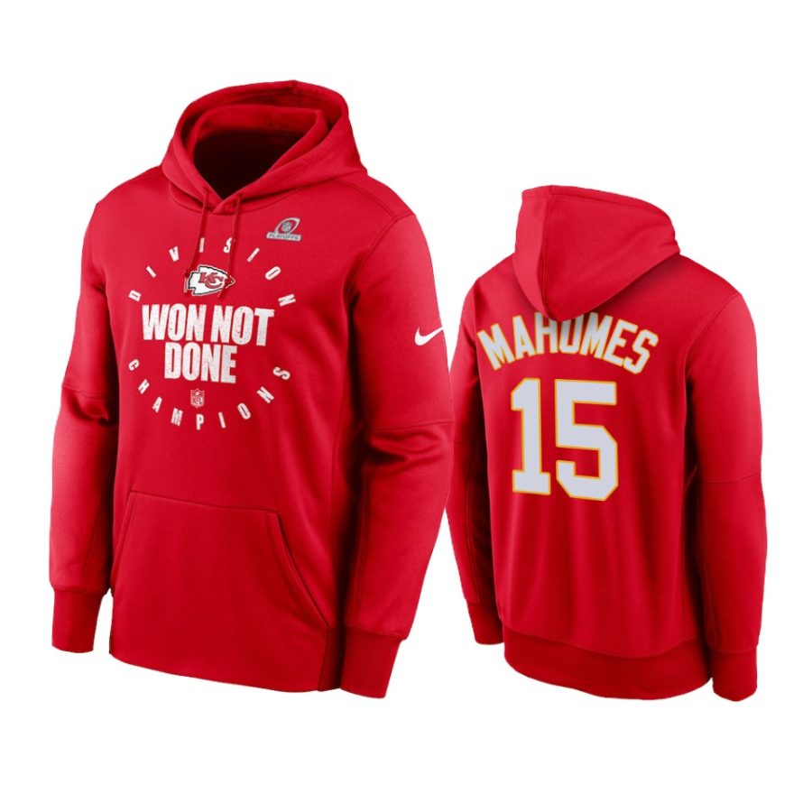 chiefs patrick mahomes red 2020 afc west division champions hoodie