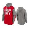 chiefs red color block fashion hoodie