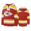 chiefs red gold lacer v neck pullover hoodie