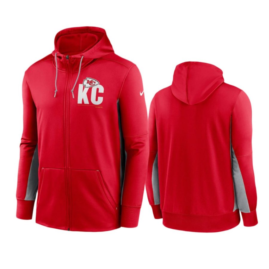 chiefs red gray mascot performance full zip hoodie