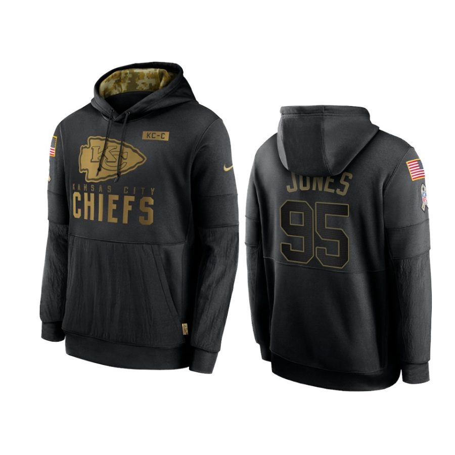 chris jones chiefs black 2020 salute to service sideline performance hoodie