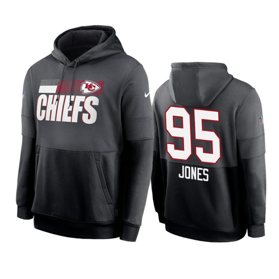 chris jones chiefs charcoal black sideline impact lockup hoodie