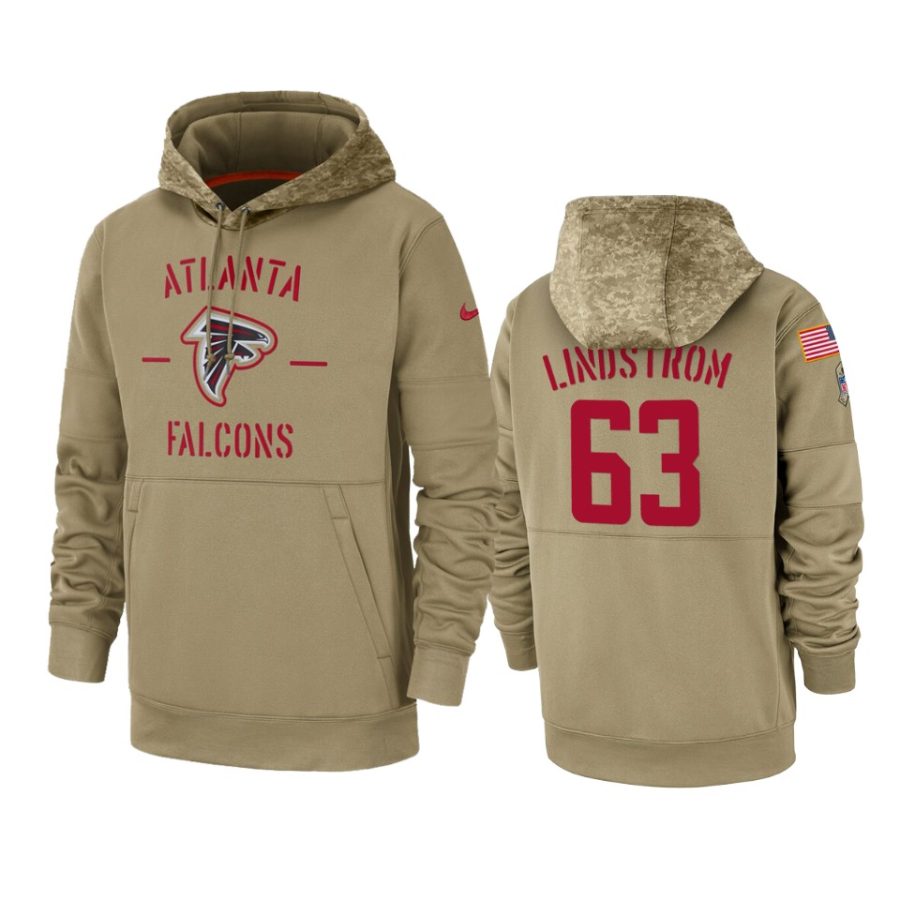 chris lindstrom falcons tan 2019 salute to service sideline therma hoodie