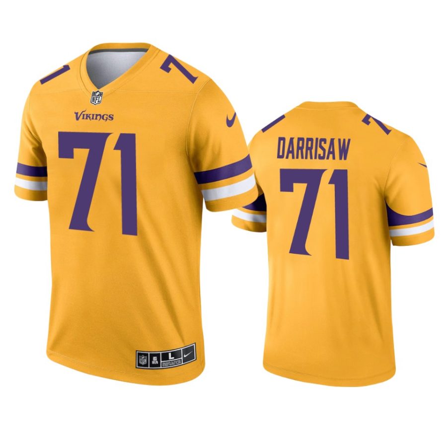 christian darrisaw vikings 2021 inverted legend gold jersey