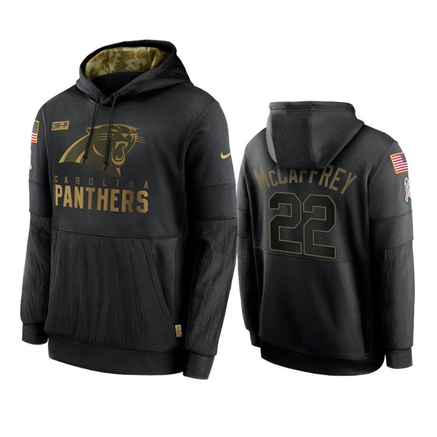 christian mccaffrey panthers black 2020 salute to service sideline performance hoodie
