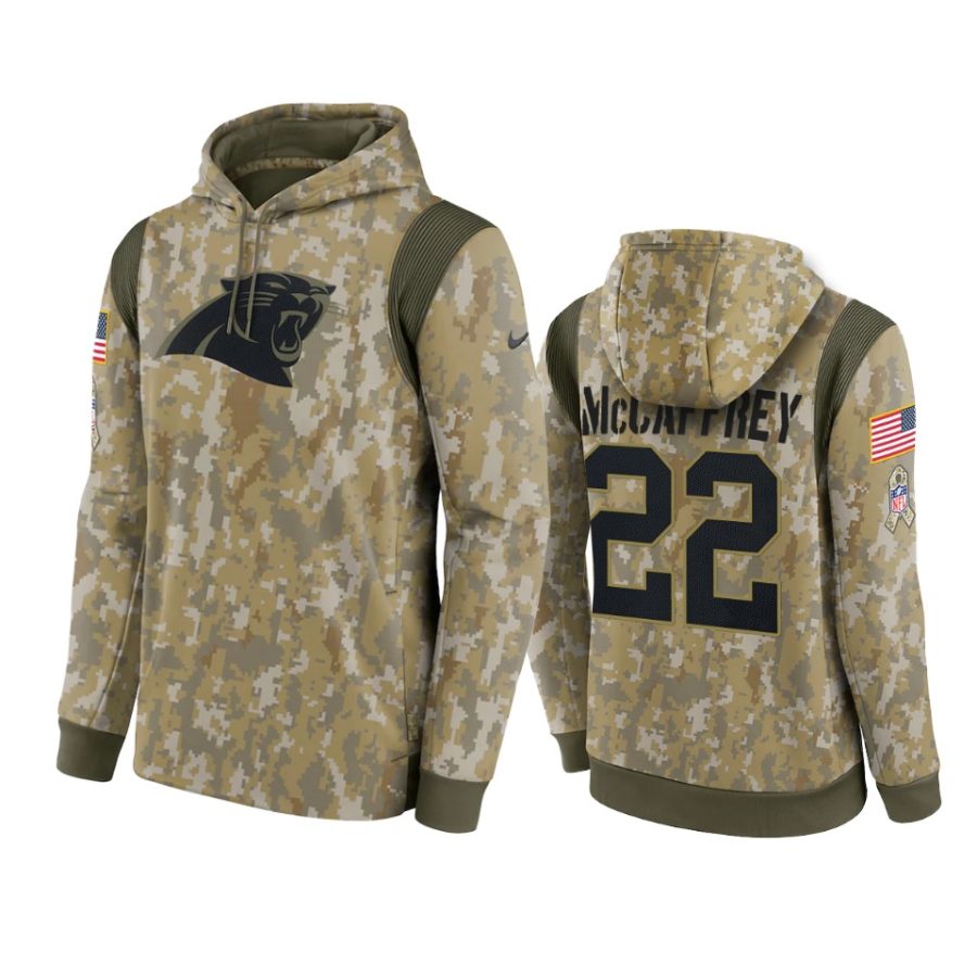 christian mccaffrey panthers camo 2021 salute to service therma hoodie