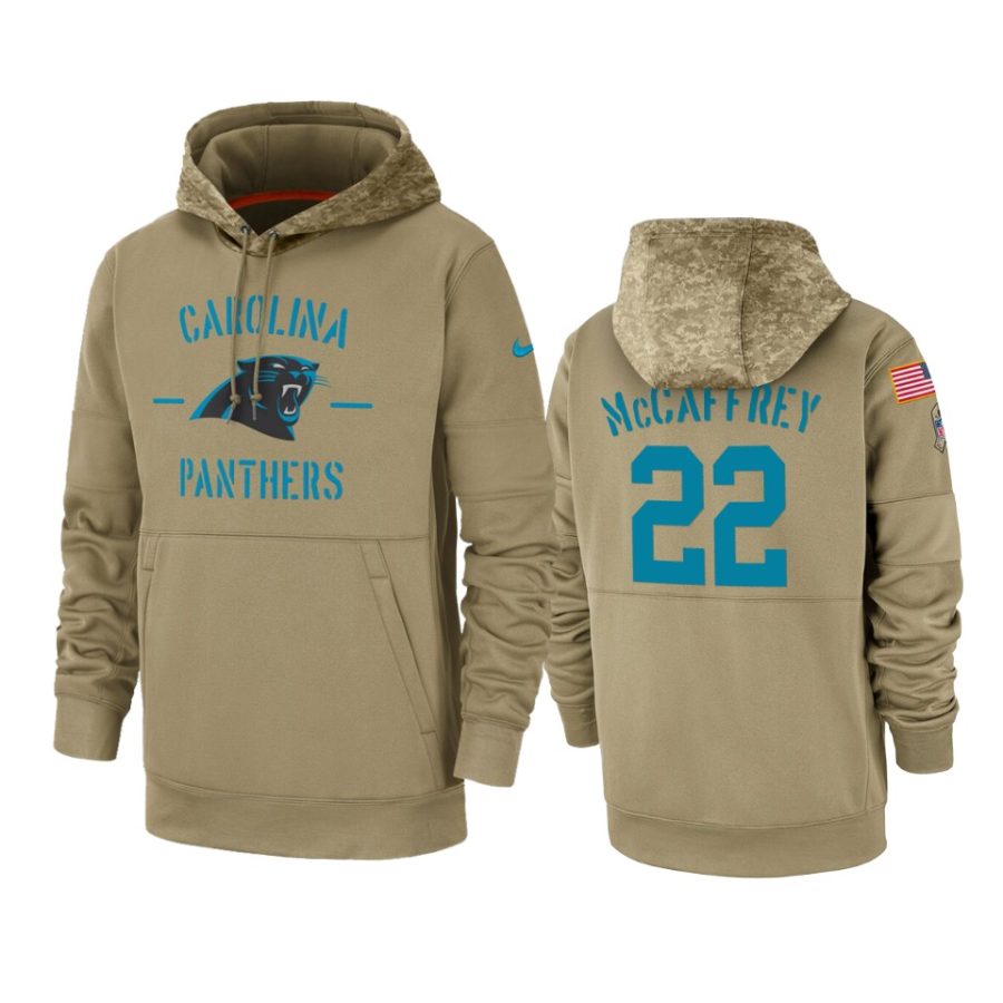 christian mccaffrey panthers tan 2019 salute to service sideline therma hoodie