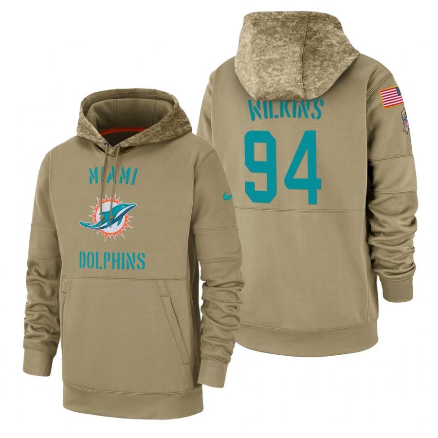 christian wilkins dolphins tan 2019 salute to service sideline therma hoodie