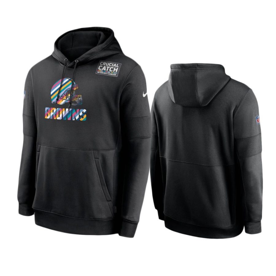 cleveland browns black crucial catch sideline performance hoodie