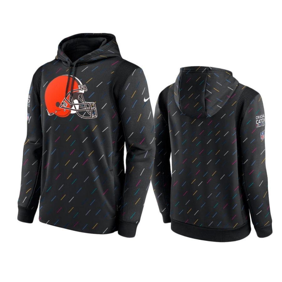 cleveland browns charcoal 2021 nfl crucial catch therma pullover hoodie