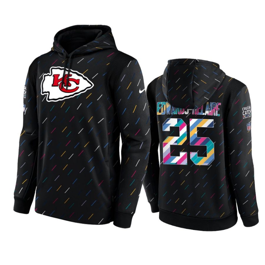 clyde edwards helaire chiefs charcoal 2021 nfl crucial catch hoodie